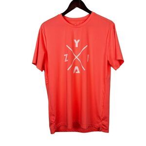 ZYIA Active Size Medium Men's Athletic tee shirt short sleeve Neon peach